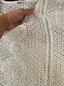 Chic Cream Crocheted Top