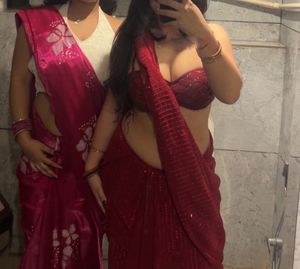 Red Sequin Saree