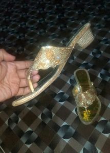 Beautiful Orangish Golden Stone Heels