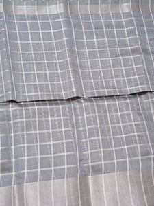 Grey Colour Checked Saree