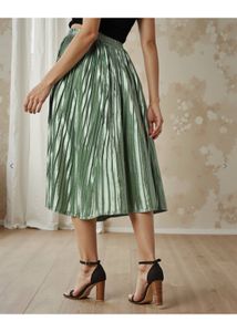 Pleated METALLIC Maxi Skirt