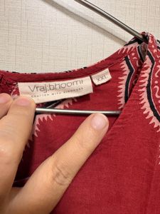 vrajbhoomi red block Print Kurta