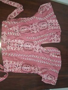 Embroidered print Pink Ethnic coord set