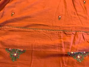 Vibrant Cotton 🍊Saree with Krishna Motif