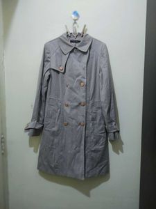 Taupe brownish grey double breasted Trench coat