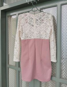 Chic Pink Mini Dress with Lace Bolero