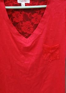 Chic Red Lace V-Neck Top
