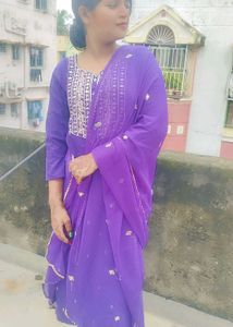 Purple Embroidered Kurti
