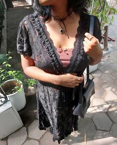 Black Lace Sheer Maxi Dress