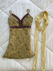 Boho Print Cami Top with Matching Scarf