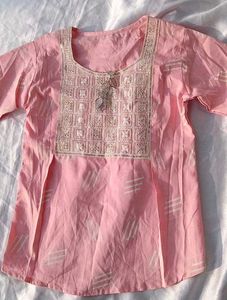 Light Pink Kurta with Embroidery