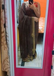 brown heavy saree8