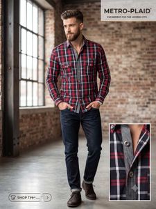 💯OG One Branded Metro-Plaid Men's Red Plai