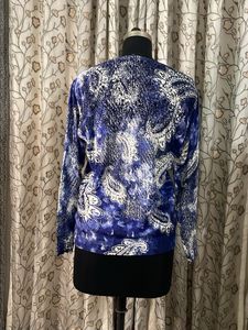 Blue &amp; White Paisley Print Sweater