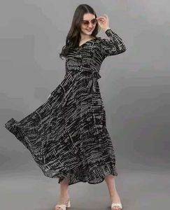 Black & White Patterned Maxi Dress