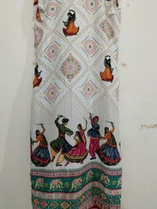 White Ethnic Kurta with Folk Dance Print