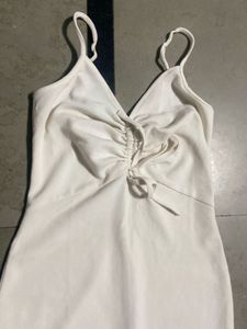 Chic White Ruched Bodycon Dress