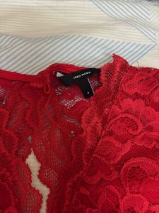 Red Lace Long Sleeve Mini Dress