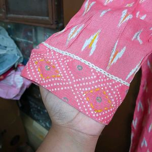Pink Printed Kurta Set with Pants