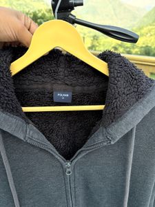 POLHAM UNISEX Grey Sherpa Lined ZIPPER Hoodie