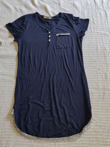 Comfortable Navy Nightdress with Lace Trim