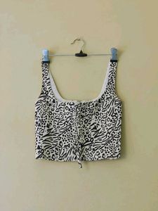 Animal Print Lace-Up Corset Top