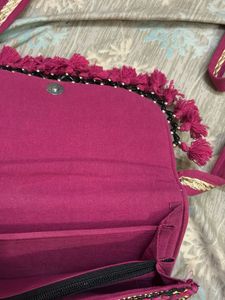 Boho Embroidered Sling Bag with Tassels
