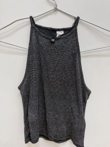 Sparkly Grey Halter Neck Top