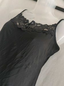 Black Lace Trim Cami Top