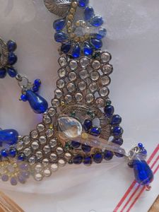 Elegant Blue Stone &amp; Crystal Necklace Set
