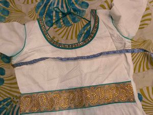 pure cotton Elegant White Anarkali Suit