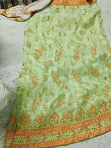 Elegant Peach Embroidered Saree