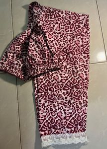 Pink leopard print lace loungewear co ord