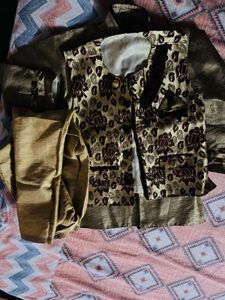 Elegant Brocade Kurta Set with Scarf (each 550)