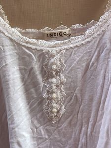 White Lace Trim Cami Top
