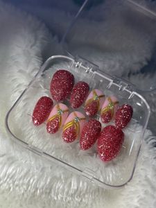 Glamorous Pink Glitter Press-On Nails