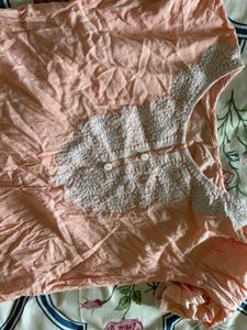 Peach Embroidered Kurta