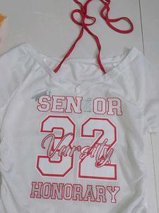 Savana jersey mesh t shirt with tie up - tag