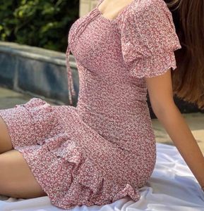 Square Neck Smocked Floral Dress Beautiful Fitting 🌸