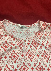 WHITE &amp; RED DAILY WEAR KURTA