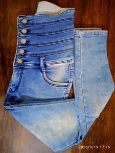High Waisted Blue Denim Jeans