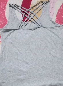 Gray Criss-Cross Strap Tank Top