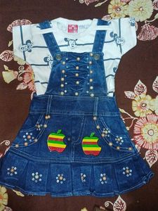 Denim Pinafore Dress with Mickey Top
