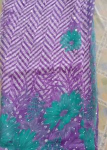 Purple & Teal Floral Saree