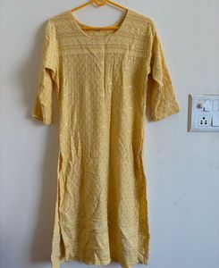 Beautiful Yellow Chikankari Kurta