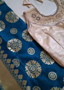Elegant Teal Dupatta with Embellished Blouse