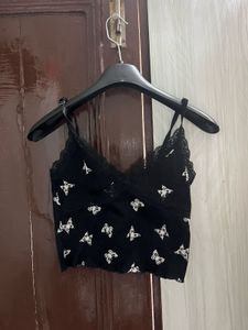 Black Butterfly Lace Cami Top
