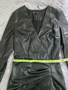 zara Faux Leather Wrap Dress bust 32 waist 28