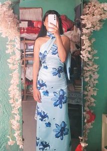Light Blue Floral Maxi Dress