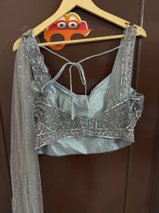 Sparkling Grey Festive Lehanga